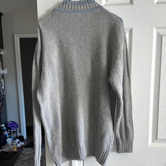 Steve & Barry's Men's Wool Blend Blue and Gray Crewneck Sweater - Picture 7 of 7
